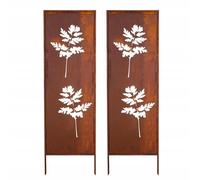 Kapaga - Paravent Métal 2x - 160 cm x 50 cm - Corten - Effet Rouillé Paravent pour Jardin - Élément de Paravent - Mur de Protection - Décoration de Jardin - Clôture - Rouille (Feuilles)