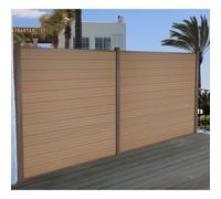 Pare-Vue Wpc Sarthe, Clôture Coupe-Vent, Poteaux Alu Set De 2, 3,75m Teck Marron