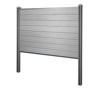 Pare-vue WPC Sarthe, clôture pare-vent, poteaux WPC à sceller ~ élément de base, 195cm gris