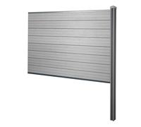 Pare-vue WPC Sarthe, clôture pare-vent, poteaux WPC à sceller ~ élément d'extension, 188cm gris