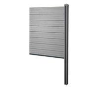 Pare-vue WPC Sarthe, clôture pare-vent, poteaux WPC à sceller ~ élément d'extension étroit, 98cm gris