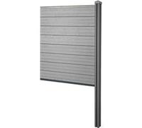 Pare-Vue Wpc Sarthe, Clôture Pare-Vent, Poteaux Wpc À Sceller Élément D'extension Étroit, 98cm Gris Gris