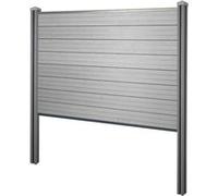 Pare-vue WPC Sarthe, clôture pare-vent, poteaux WPC à sceller ~ élément de base, 195cm gris