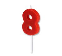 PARENCE - Bougie Anniversaire Chiffre 8 - Rouge - 8,3 cm - Décoration de Gâteau, Fête, Birthday Party, Cérémonie - Bougie Numéro