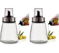 PARENCE.- Bouteille Huile 200 ml avec Bouchon Verseur - Distributeur en Verre et Acier Inox - Contenant pour Huile (Lot de 2)