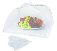 PARENCE.- Cloche Alimentaire Pliable - Anti Mouche - Moustiquaire de Table pour Aliments - Couvercle Nourriture - Taille Universelle - Voyage/Camping/Maison - Blanc)