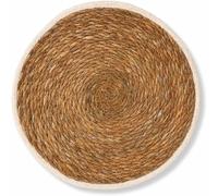 PARENCE.- Grand Dessous de Plat Rond en Jonc de Mer Ø30 cm avec Bordure Blanche - Set de Table Rustique - Accessoire Cuisine Résistant à la Chaleur, Liège