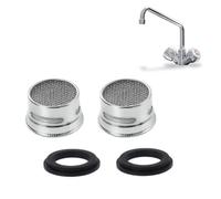 PARENCE. Lot de 2 Mousseurs de Robinet avec Joint d'Étanchéité - Aérateurs Économiseurs d'Eau - Filtre Anti-Éclaboussures - Installation Clip Facile + 2 Pièces avec Bagues d'Etanchéité