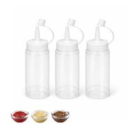 PARENCE. Lot de 3 Bouteilles à Sauce 146 ml - Flacons Souples avec Bouchon - Distributeur Sauce Cuisine, Ketchup, Mayo, Pâtisserie - 3 Pièces