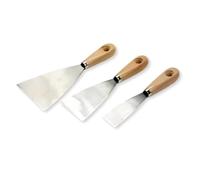 PARENCE.- Lot de 3 Spatules de Bricolage - Acier au Carbone et Manche en Bois | Spatules pour Enduit, Plâtre, Lissage et Décapage Peinture - 3 Pièces