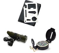 PARENCE.- Pack Survie Outdoor - Boussoles, Carte Multifonction 11 en 1 | Randonnée, Camping, Trekking, Orientation, Équipement Aventure