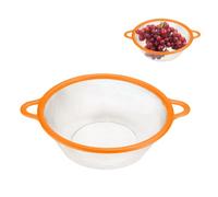 PARENCE. Passoire Tamis de Cuisine 25,5 cm avec 2 Poignées - Maille Fine en Métal - Égouttoir à Fond Plat pour Pâtes, Riz, Fruits et Légumes - Orange