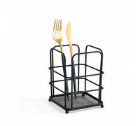 PARENCE. Pot à Ustensiles de Cuisine en Métal Noir - Porte-Ustensiles Carré 11,5 x 11,5 x 16 cm - Support de Rangement pour Spatules, Cuillères et Fouets - Plan de Travail