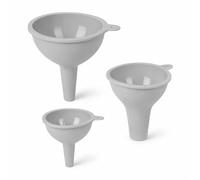 PARENCE - Set de 3 Entonnoirs en Silicone Gris - Petit, Moyen et Grand Diamètre - Cuisine, Transvasement Liquides et Aliments