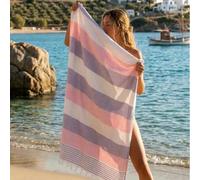 Paréo de plage à pompons colorés - Grand sarong léger, serviette à séchage rapide pour mer, la piscine, le yoga, le pilates - Cache-maillot multi-usages 100 x 170 cm Taille UniqueCoton