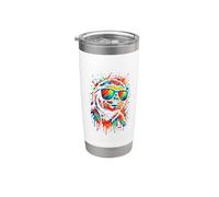 Paresseux, Pop Art coloré et artistique, paresseux avec lunettes de soleil Gobelet isotherme en acier inoxydable double paroi