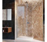Idralite Paroi Douche Walk in 20CM H190 Verre Transparent avec Traitement Anticalcaire Mod. Flip