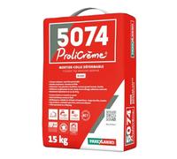 PAREXLANKO - Colle carrelage allégé - 5074 PROLICRÈME - Blanc - 15kg | Polyvalente murs, sols et façades - Grands carreaux - Compatible plancher chauffant - Intérieur/extérieur