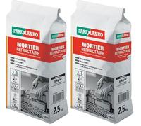 Parexlanko - Mortier Réfractaire - Gris - Montage de briques ou de pierres exposées à des températures élevées - Spécial barbecue et cheminée - 2,5kg (Lot de 2)
