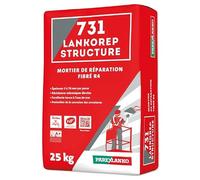 PAREXLANKO - Mortier réparation fibré R4-731 LANKOREP STRUCTURE - 25kg | Mortier fibré R4 - Réparation béton et structures - Protection armatures - Forte épaisseur - Haute résistance
