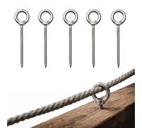 PARFCO 5 Pièces Vis D'ancrage avec Anneau, Acier Inoxydable Crochet à Visser, M4 X 50 mm Vis avec Anneau, Piton à Visser, Adapté pour Balançoires, Fauteuils Suspendus et Cordes à Linge