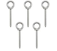 PARFCO 5 Pièces Vis D'ancrage avec Anneau, Acier Inoxydable Crochet à Visser, M6 X 60 mm Vis avec Anneau, Piton à Visser, Adapté pour Balançoires