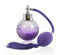 Parfumlism 1 flacon vaporisateur de parfum de 100 ml, rechargeable, en cristal, vintage, avec dégradé de couleur et long pompon, accessoire pour eau professionnelle avec brume continue (violet)