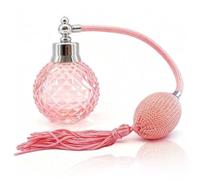 Parfumlism 1 flacon vaporisateur de parfum de 100 ml, rechargeable vintage en verre de couleur dégradée avec pompon long, accessoires professionnels pour eau de brume continue (rose)
