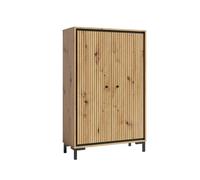 PARII Buffet haut 2 portes 3 étages 89x140 cm en bois design contemporain Bois naturel