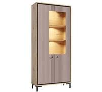 PARII Vaisselier 5 étages en bois vitrine avec LED 89x196 cm design contemporain Rose antique Rose antique