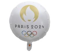 PARIS 2024 Ballon Aluminium Officiel 45 cm Décoration de Fête Blanc et Or
