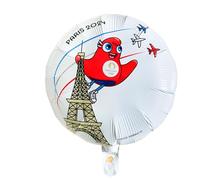 PARIS 2024 - CJO80091 Ballon Aluminium Blanc 45 cm - Produit Officiel sous Licence, Décorations de Fête, Gonflage Paille ou Pompe, Thème Sports, Anniversaire