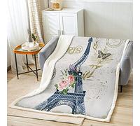 Paris Couverture Tour Eiffel Couverture en Peluche 130X150Cm pour Enfants Ados Décor Paris Cityscape en Flanelle Old Fashion Doux Et Moelleux