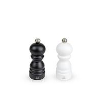 Paris Duo de moulins à poivre et à sel manuels en bois noir mat et blanc mat 12 cm - 4.75'