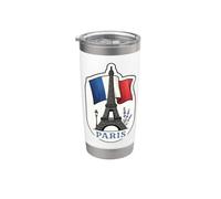 Paris France Tour Eiffel agitant Drapeau Lavande Lampadaire G Gobelet isotherme en acier inoxydable double paroi
