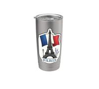 Paris France Tour Eiffel agitant Drapeau Lavande Lampadaire G Gobelet isotherme en acier inoxydable double paroi