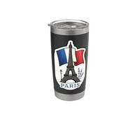 Paris France Tour Eiffel agitant Drapeau Lavande Lampadaire G Gobelet isotherme en acier inoxydable double paroi