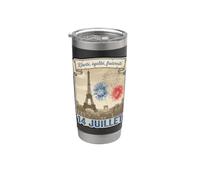 Paris France Tour Eiffel Bastille Jour 14 Juillet Vintage Gr Gobelet isotherme en acier inoxydable double paroi