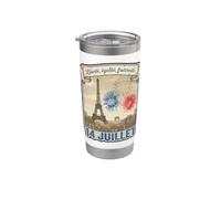 Paris France Tour Eiffel Bastille Jour 14 Juillet Vintage Gr Gobelet isotherme en acier inoxydable double paroi