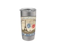 Paris France Tour Eiffel Bastille Jour 14 Juillet Vintage Gr Gobelet isotherme en acier inoxydable double paroi