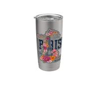 Paris France Tour Eiffel Floral Graphic Design Salut Vous Gobelet isotherme en acier inoxydable double paroi