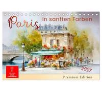 Paris in sanften Farben (Tischkalender 2027 DIN A5 quer), CALVENDO Monatskalender: Paris in warmem Aquarelllicht - sanft gemalt.