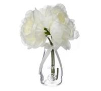 Paris Prix Atmosphera Créateur d'intérieur - Composition Florale & Vase 3 Pivoines Verre 25cm Transparent