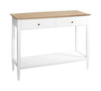 Paris Prix Atmosphera Créateur d'intérieur - Console 2 Tiroirs en Bois Solen 110cm Blanc