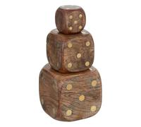 Paris Prix Atmosphera Créateur d'intérieur - Lot de 3 Dés Déco en Bois Roger 10cm Marron