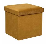 Paris Prix Atmosphera Créateur d'intérieur - Pouf Coffre Pliable en Velours Lilou 38cm Ocre
