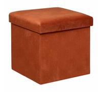 Paris Prix Atmosphera Créateur d'intérieur - Pouf Coffre Pliable en Velours Lilou 38cm Terracotta