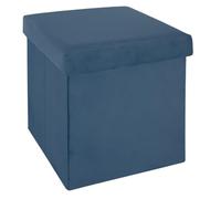 Paris Prix Atmosphera Créateur d'intérieur - Pouf Pliant en Velours Trend Tess 38cm Bleu Foncé