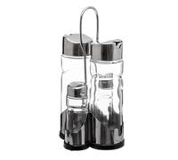 Paris Prix B Basic & Co - Ensemble avec Support Huile Vinaigre & Sel Poivre 20cm Argent