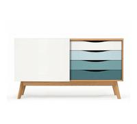 Paris prix Bahut buffet vaisselier - Chêne & turquoise